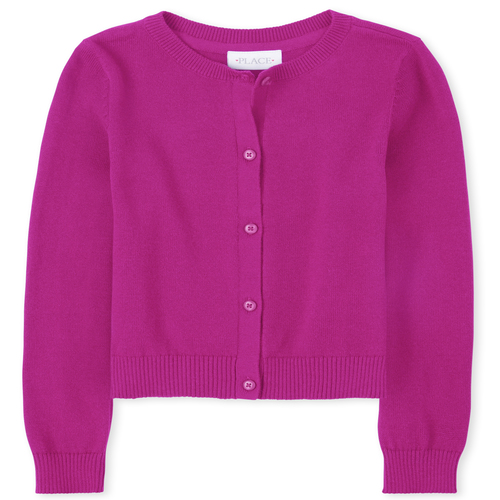 

Girls Uniform Cardigan - Pink - The Children's Place