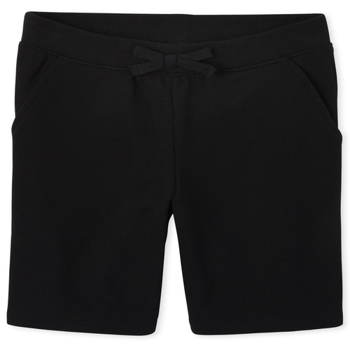

Girls Uniform Active French Terry Shorts - Black - The Children's Place
