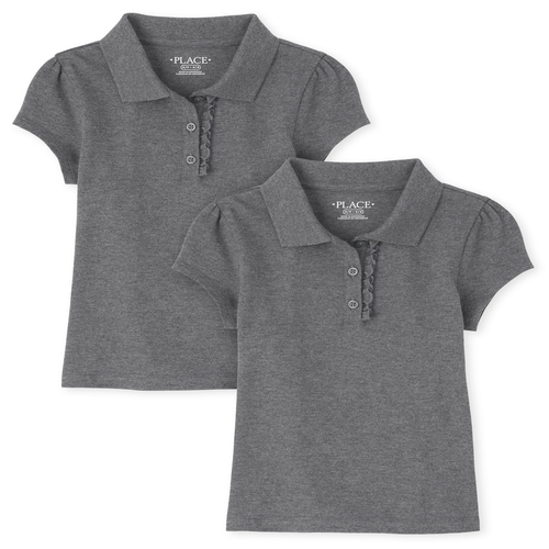 

s Uniform Ruffle Pique Polo 2-Pack - Gray - The Children's Place