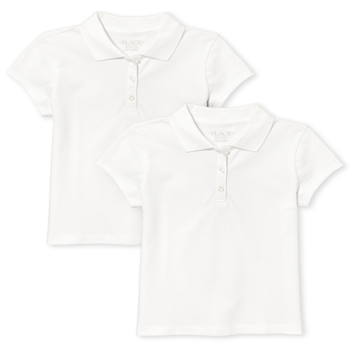 

s Uniform Stain Resistant Pique Polo 2-Pack - White - The Children's Place