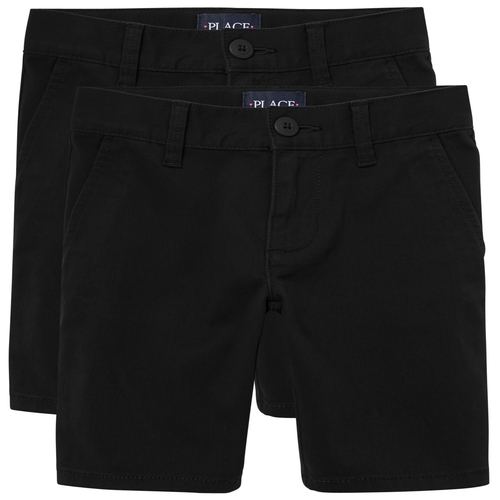 

Girls Uniform Chino Shorts 2-Pack - Black - The Children's Place