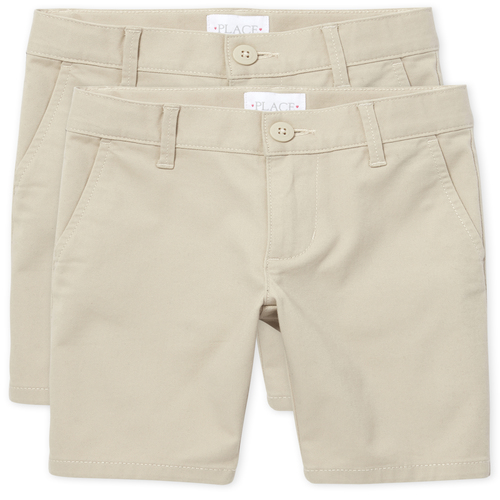 

Girls Uniform Chino Shorts 2-Pack - Tan - The Children's Place