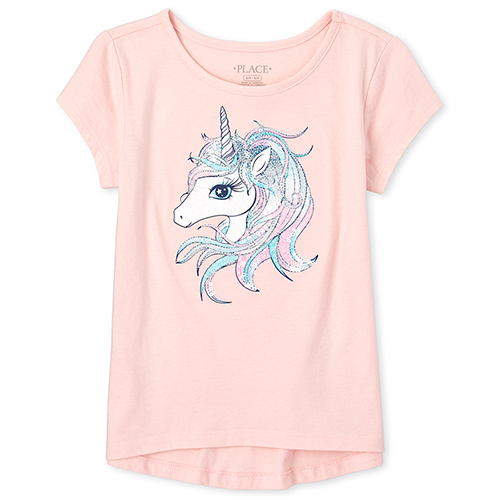 

Girls Embellished Unicorn Top - Pink - The Children's Place
