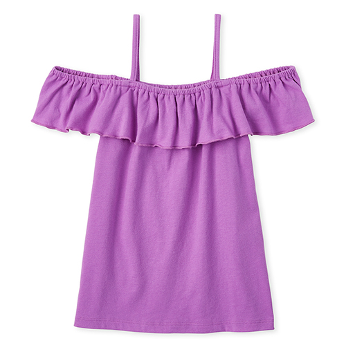 

Girls Mix And Match Ruffle Off Shoulder Top - Purple - The Children's Place