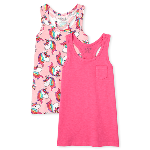 

Girls Print Racerback Tank Top 2-Pack - Pink - The Children's Place
