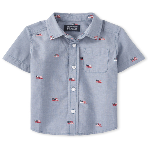 

s Baby And Toddler Boys Americana Dad And Me Flag Poplin Matching Button Down Shirt - Blue - The Children's Place