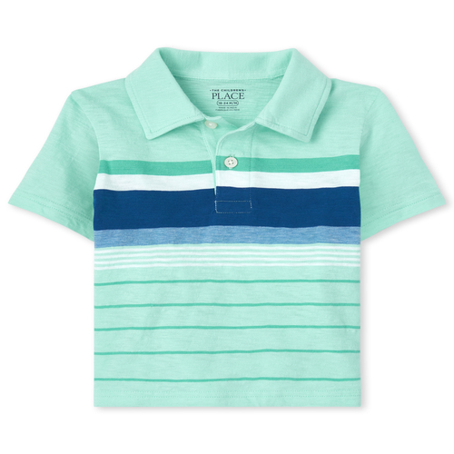 

s Baby And Toddler Boys Striped Jersey Polo - Green - The Children's Place