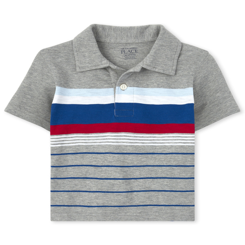 

s Baby And Toddler Boys Striped Jersey Polo - Gray - The Children's Place