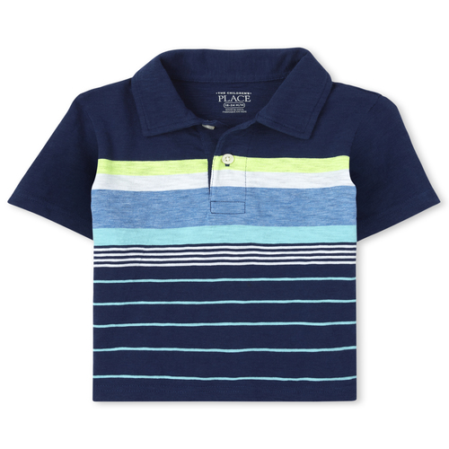 

s Baby And Toddler Boys Striped Jersey Polo - Blue - The Children's Place