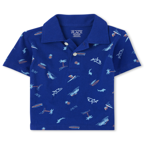 

s Baby And Toddler Boys Print Jersey Polo - Blue - The Children's Place