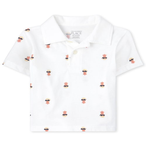 

s Baby And Toddler Boys Print Jersey Polo - White - The Children's Place