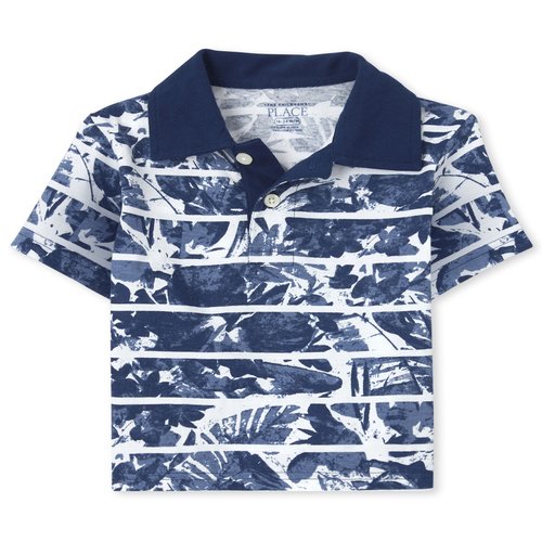 

s Baby And Toddler Boys Print Jersey Polo - Blue - The Children's Place