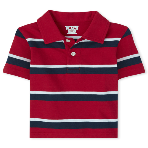 

s Baby And Toddler Boys Uniform Striped Jersey Polo - Red - The Children's Place
