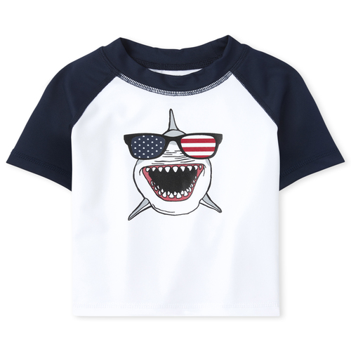 

Newborn Baby And Toddler Boys Americana Shark Rashguard - Blue - The Children's Place