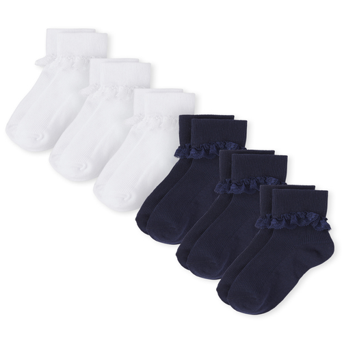 Girls Lace Ruffle Socks 6-Pack - Multi - The Children's Place