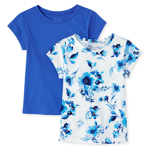 

Girls Print Basic Layering Tee 2-Pack - Blue T-Shirt - The Children's Place