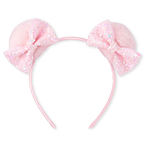 

Baby Girls Toddler Glitter Bow Faux Fur Pom Pom Headband - Pink - The Children's Place
