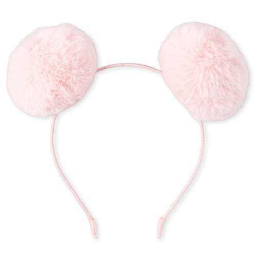 

Girls Glitter Faux Fur Pom Pom Light Up Headband - Pink - The Children's Place