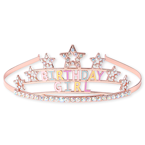 

Girls Birthday Girl Tiara Metal Headband - Metallic - The Children's Place