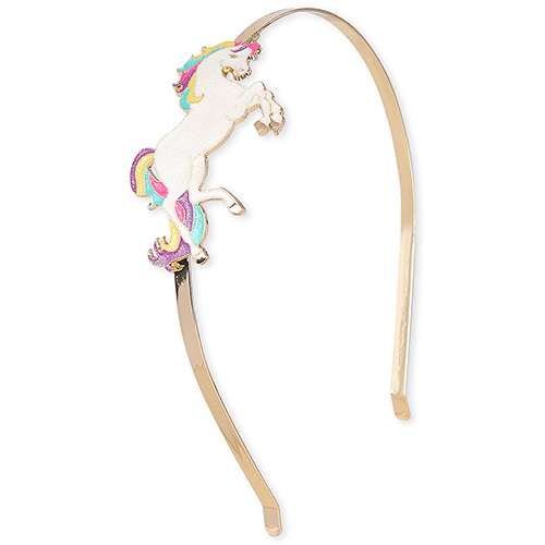 

Girls Glitter Unicorn Metal Headband - Metallic - The Children's Place