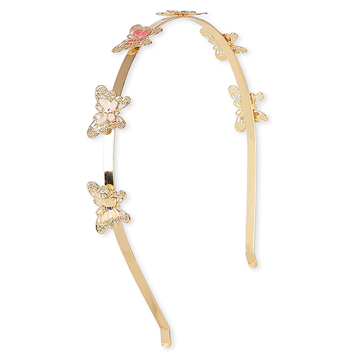 

Girls Glitter Butterfly Metal Headband - Metallic - The Children's Place