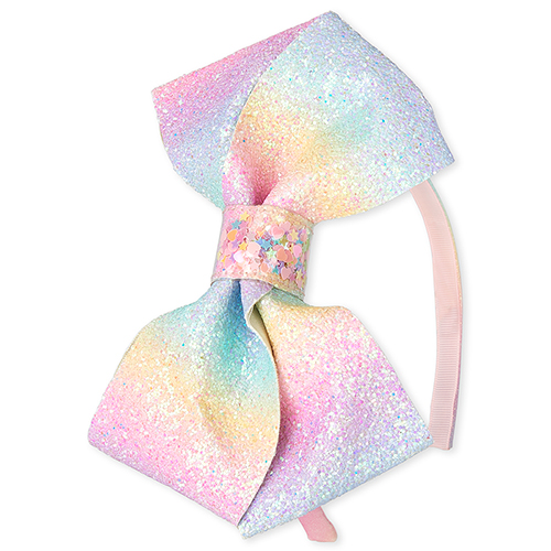 

Girls Shakey Glitter Rainbow Bow Headband - Multi - The Children's Place