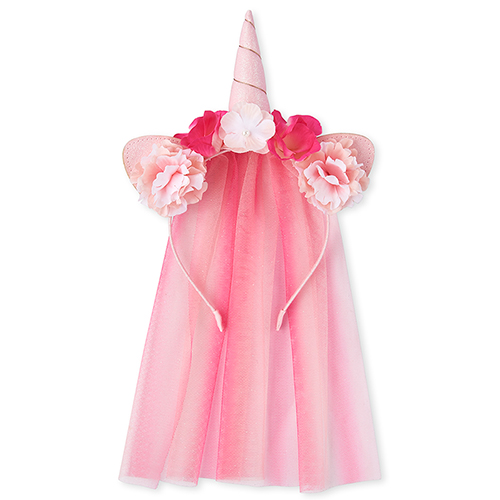 

Girls Glitter Unicorn Veil Headband - Pink - The Children's Place