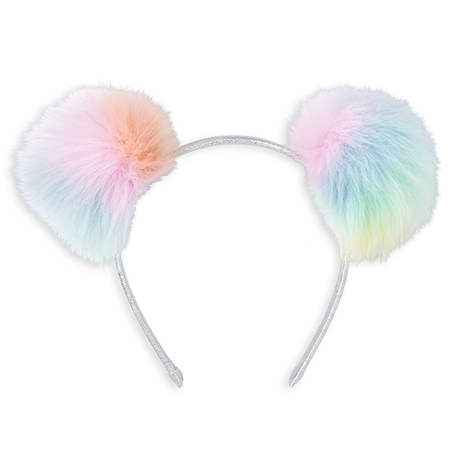 

Baby Girls Toddler Holographic Rainbow Faux Fur Pom Pom Headband - Multi - The Children's Place
