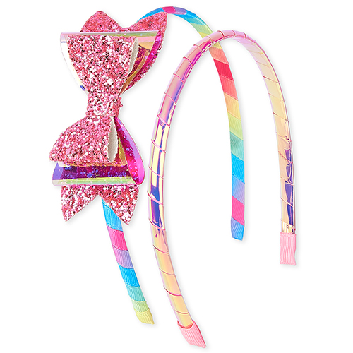 

Girls Holographic Glitter Bow Headband 2-Pack - Multi - The Children's Place