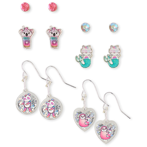 

Girls Shakey Panda Earrings 6-Pack - Multi - The Children's Place