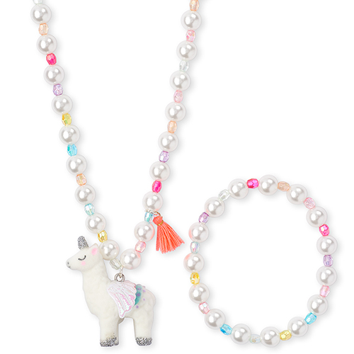 

Girls Flocked Pegasus Beaded Necklace And Bracelet Set - Multi - The Children's Place