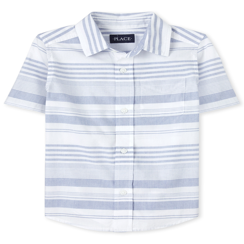 

s Boys Matching Family Striped Button Down Shirt - White - The Children's Place