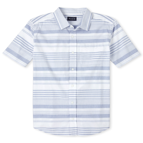 

s Mens Matching Family Striped Button Down Shirt - White - The Children's Place