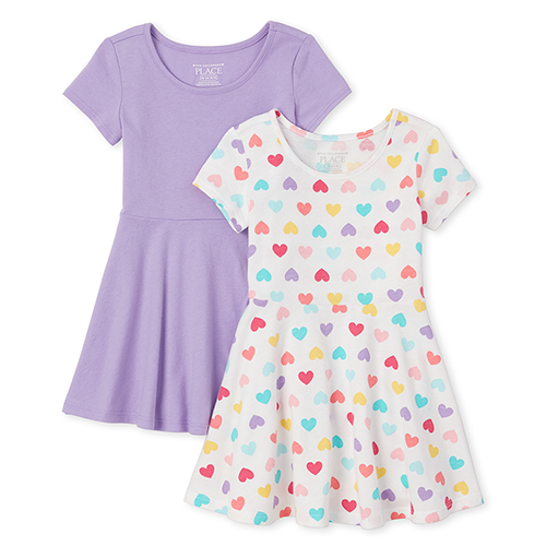 

s Baby And Toddler Print Skater Dress 2-Pack - White - The Children's Place
