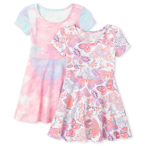

s Baby And Toddler Print Skater Dress 2-Pack - Pink - The Children's Place