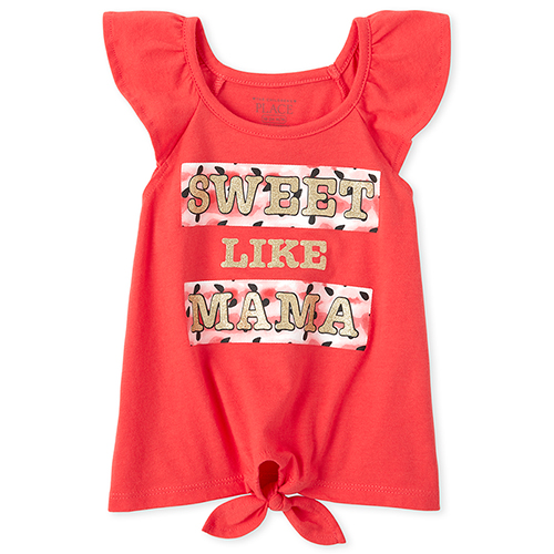 

s Baby And Toddler Glitter Tie Front Top - Orange - The Children's Place