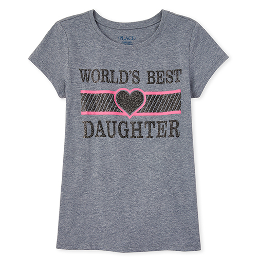 

s Glitter Best Daughter Graphic Tee - Gray T-Shirt - The Children's Place