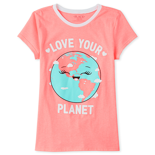 

s Glitter Planet Graphic Tee - Pink T-Shirt - The Children's Place