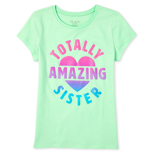 

s Glitter Amazing Graphic Tee - Green T-Shirt - The Children's Place