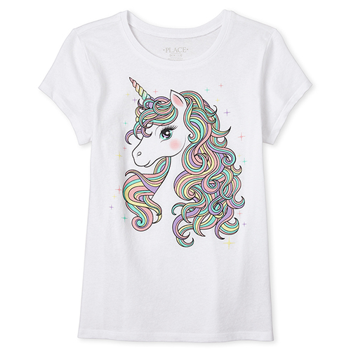 

s Glitter Unicorn Graphic Tee - White T-Shirt - The Children's Place
