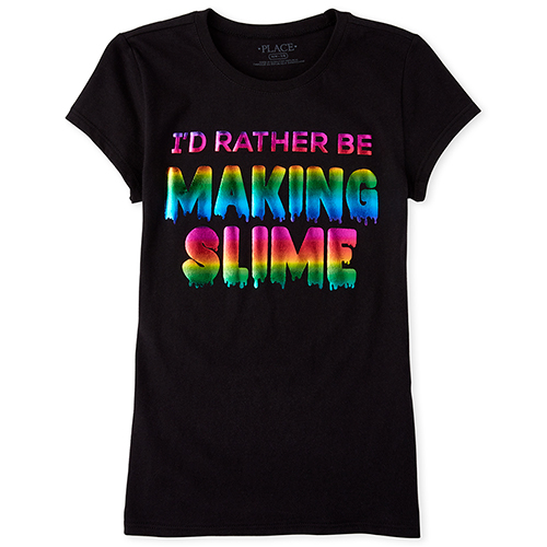 

s Foil Rainbow Slime Graphic Tee - Black T-Shirt - The Children's Place