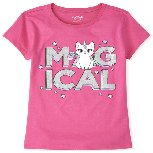 

s Glitter Magical Caticorn Graphic Tee - Pink T-Shirt - The Children's Place