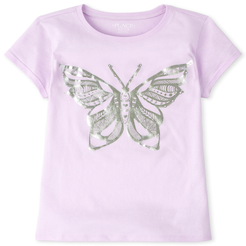 

s Foil Butterfly Graphic Tee - Purple T-Shirt - The Children's Place