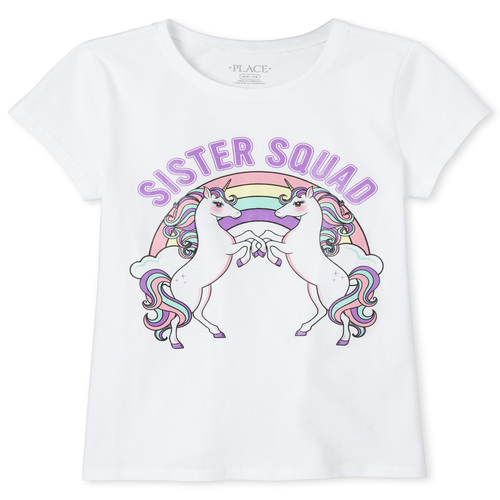 

s Glitter Sister Unicorn Graphic Tee - White T-Shirt - The Children's Place