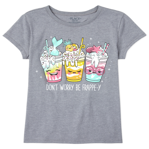 

s Glitter Frappe Graphic Tee - Gray T-Shirt - The Children's Place