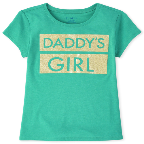 

s Glitter Daddy's Girl Graphic Tee - Green T-Shirt - The Children's Place