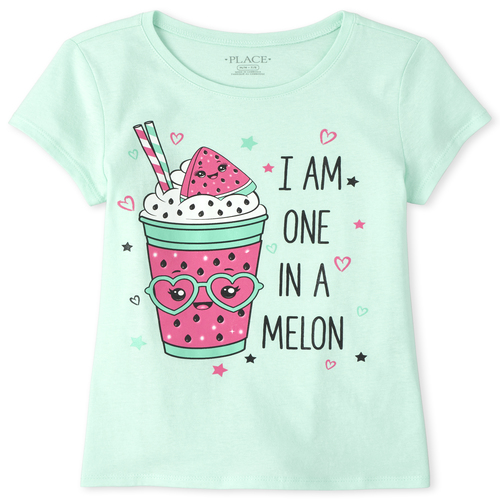 

s Glitter Frappe Graphic Tee - Green T-Shirt - The Children's Place