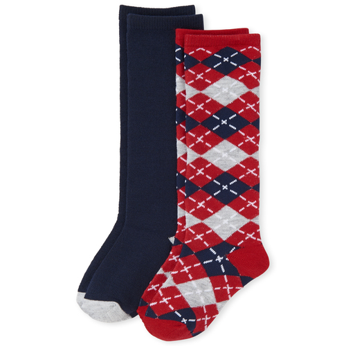 

Girls Argyle Knee Socks 2-Pack - Red - The Children's Place