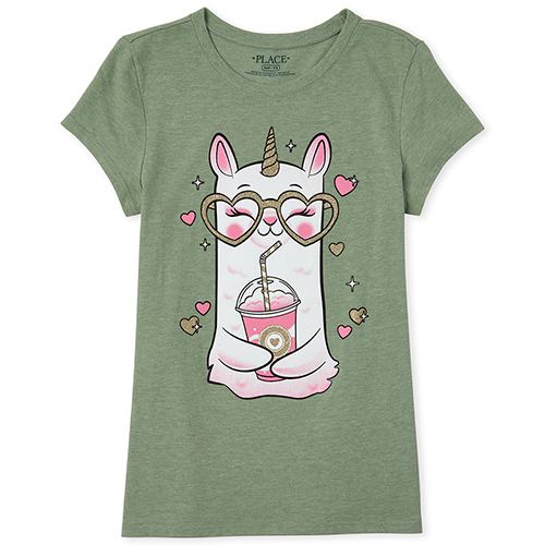 

s Glitter Llamacorn Graphic Tee - Green T-Shirt - The Children's Place
