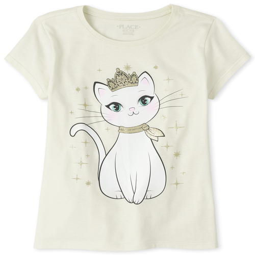 

Girls Princess Cat Graphic Tee - White T-Shirt - The Children's Place